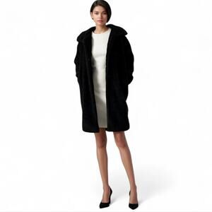 Lanshifei black teddy bear trench coat oversized winter chic minimalist cozy